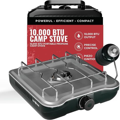 GasOne Single Propane Burner Camp Stove – 10,000BTU Portable Stove Propane Grill with Removable Cooking Grid – Large Easy to Use Knob – Carry Case Included in Saudi Arabia