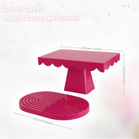 2 Pack Plastic Cake Serving Trays with Universal Detachable Base Two Shapes Dessert Display Plates for Wedding,Party,Bakery (BABY BLUE) in Saudi Arabia