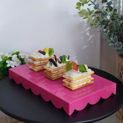2 Pack Plastic Cake Serving Trays with Universal Detachable Base Two Shapes Dessert Display Plates for Wedding,Party,Bakery (BABY BLUE) in Saudi Arabia