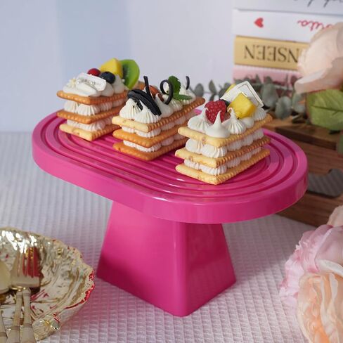 2 Pack Plastic Cake Serving Trays with Universal Detachable Base Two Shapes Dessert Display Plates for Wedding,Party,Bakery (BABY BLUE) in Saudi Arabia