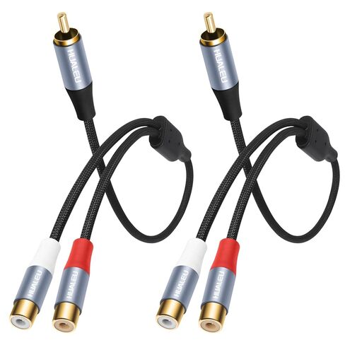 1ft Shielded RCA Splitter Subwoofer Stereo Audio Video Cable RCA 1 Male to 2 Female Y Adapter Connector Extension Cord 24k Gold Plated(2 Pack) in Saudi Arabia