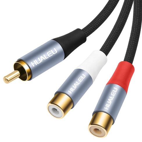 1ft Shielded RCA Splitter Subwoofer Stereo Audio Video Cable RCA 1 Male to 2 Female Y Adapter Connector Extension Cord 24k Gold Plated(2 Pack) in Saudi Arabia