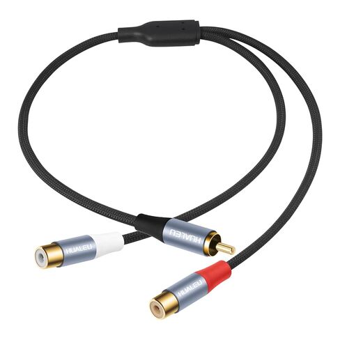 1ft Shielded RCA Splitter Subwoofer Stereo Audio Video Cable RCA 1 Male to 2 Female Y Adapter Connector Extension Cord 24k Gold Plated(2 Pack) in Saudi Arabia