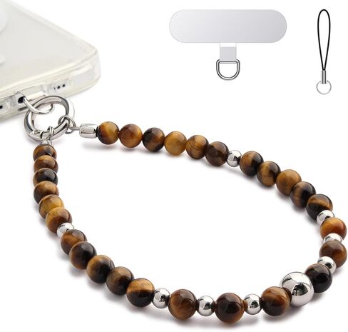 Phone Charm, Natural Stone Wrist Strap,Beaded Lanyard for Women, Crystal Cell Phone Strap with Gold-Plated Alloy Clasp,Chain for iPhone/Samsung,Anti-Drop Hand-Free Accessory in Saudi Arabia
