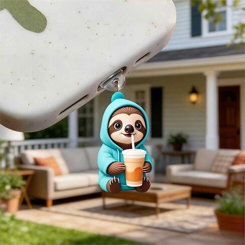 Sloth Drinking Coffee Dust Plug Acrylic Charms for electronic products,Type-C Charging Port Dust Plugs Pendant Compatible with E-Reader Phone Tablet, Gift for Christmas, Birthday, Anniversary Day in Saudi Arabia