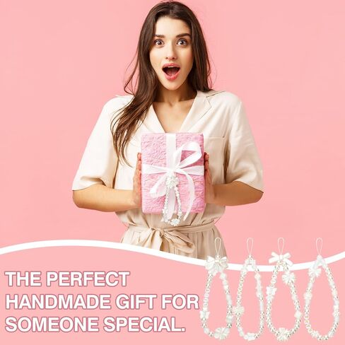 Fumete 505 Pcs 4 Sets DIY Phone Charm Making Kit Pearl Beaded Butterfly Bow Camera Charm Strap Letter Beads Pendants Pearl Phone Wrist Lanyard Bracelet Keychain for Women Camera Bag Decor Gifts in Saudi Arabia