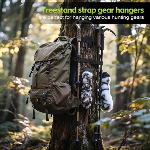 ElephantBird Tree Stand Strap Bow Hanger, Thick Strap Bow Hanger for Hunting, Tree Stand Gear Hanger with 4 Metal Bow Hooks & 2 Small Hooks in Saudi Arabia