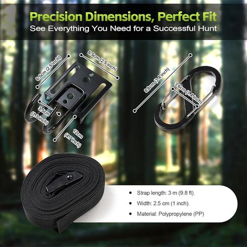 ElephantBird Tree Stand Strap Bow Hanger, Thick Strap Bow Hanger for Hunting, Tree Stand Gear Hanger with 4 Metal Bow Hooks & 2 Small Hooks in Saudi Arabia