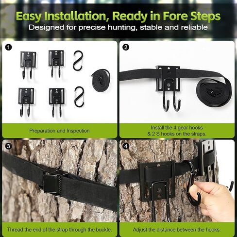 ElephantBird Tree Stand Strap Bow Hanger, Thick Strap Bow Hanger for Hunting, Tree Stand Gear Hanger with 4 Metal Bow Hooks & 2 Small Hooks in Saudi Arabia