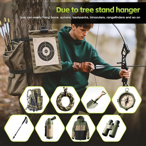 ElephantBird Tree Stand Strap Bow Hanger, Thick Strap Bow Hanger for Hunting, Tree Stand Gear Hanger with 4 Metal Bow Hooks & 2 Small Hooks in Saudi Arabia
