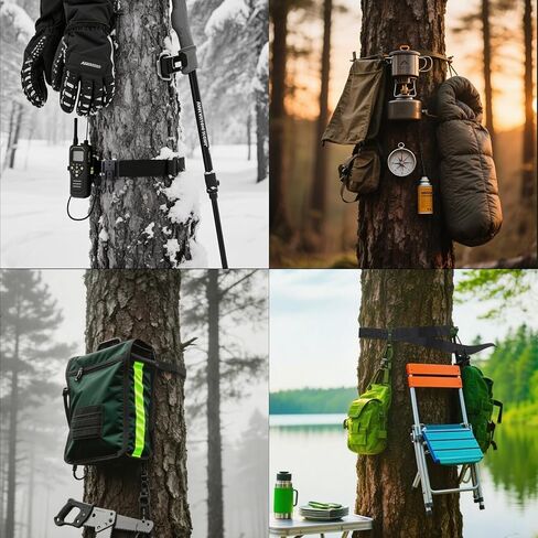 ElephantBird Tree Stand Strap Bow Hanger, Thick Strap Bow Hanger for Hunting, Tree Stand Gear Hanger with 4 Metal Bow Hooks & 2 Small Hooks in Saudi Arabia
