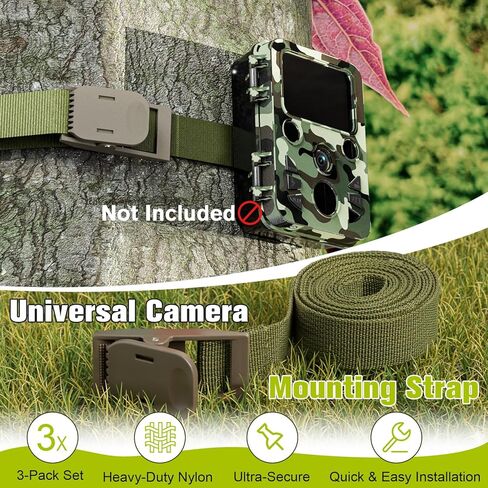 Trail Camera Mounting Straps 3 Pack, Quick-Release Tree Belts for Game & Hunting Cameras, Heavy-Duty 5FT Durable Nylon Straps for Easy Setup and Secure Mounting in Saudi Arabia