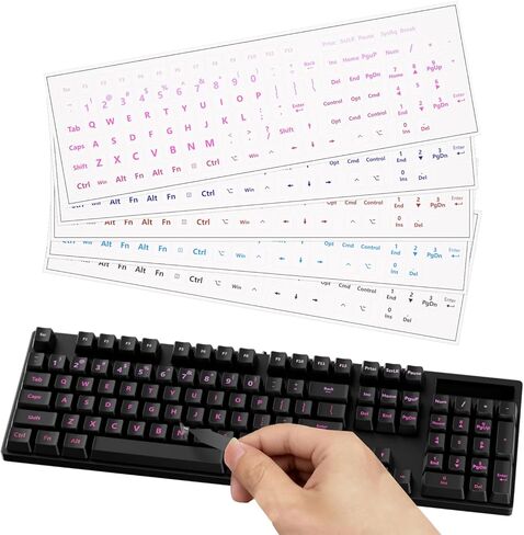 ProElife Gradient Keyboard Letter Stickers with Tweezer, Transfer Printing Peel-Off Film, Leave English Letters on Keys, Universal Replacement Keyboard Stickers Skin for Desktop Computer (Pink) in Saudi Arabia