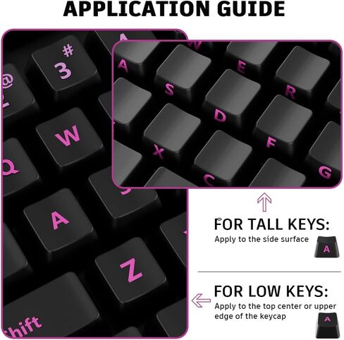 ProElife Gradient Keyboard Letter Stickers with Tweezer, Transfer Printing Peel-Off Film, Leave English Letters on Keys, Universal Replacement Keyboard Stickers Skin for Desktop Computer (Pink) in Saudi Arabia