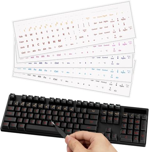 ProElife Gradient Keyboard Letter Stickers with Tweezer, Transfer Printing Peel-Off Film, Leave English Letters on Keys, Universal Replacement Keyboard Stickers Skin for Desktop Computer (Pink) in Saudi Arabia