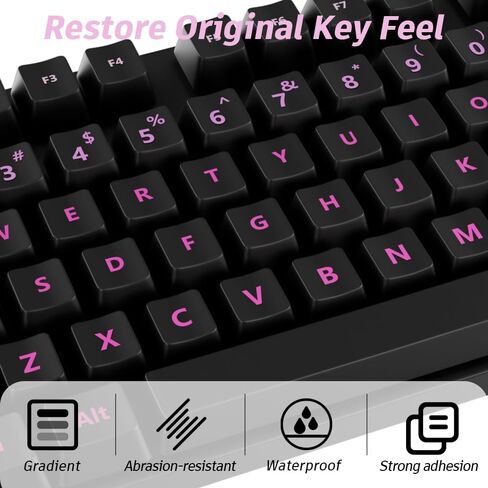 ProElife Gradient Keyboard Letter Stickers with Tweezer, Transfer Printing Peel-Off Film, Leave English Letters on Keys, Universal Replacement Keyboard Stickers Skin for Desktop Computer (Pink) in Saudi Arabia