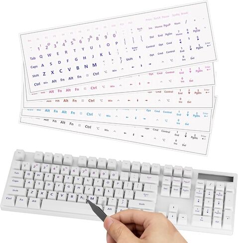 ProElife Gradient Keyboard Letter Stickers with Tweezer, Transfer Printing Peel-Off Film, Leave English Letters on Keys, Universal Replacement Keyboard Stickers Skin for Desktop Computer (Pink) in Saudi Arabia