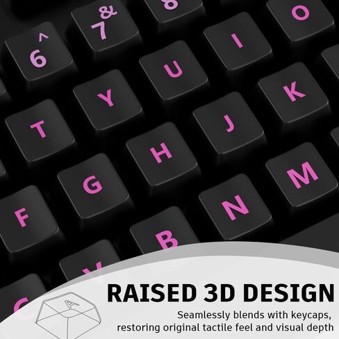 ProElife Gradient Keyboard Letter Stickers with Tweezer, Transfer Printing Peel-Off Film, Leave English Letters on Keys, Universal Replacement Keyboard Stickers Skin for Desktop Computer (Pink) in Saudi Arabia