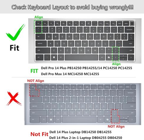 غطاء لوحة المفاتيح متوافق مع Dell Pro 14 Plus 14" PB14250 PB14255، Dell Pro 14 PC14250 PC14255 14 بوصة واقي لوحة المفاتيح [لا يناسب Dell Pro 14 Premium MA14250 PA14250] in Saudi Arabia