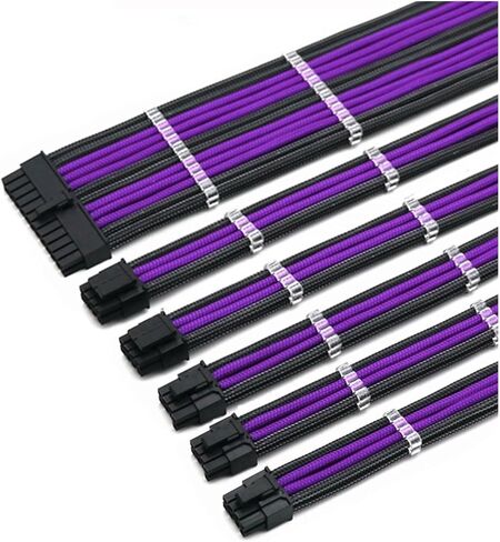 4 مم أكمام 1x24Pin، 2x4+4(8Pin) CPU، 3xPCIE 6+2P GPU Premium Computer Basic PSU تمديد كابل عدة سلك الطاقة (30 سم، B 15A) in Kuwait
