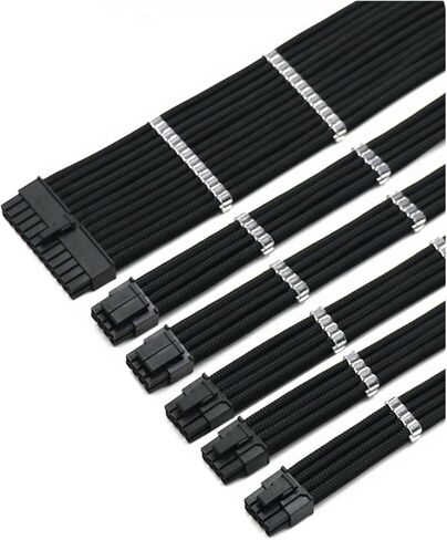 4mm Sleeved 1x24Pin, 2x4+4(8Pin) CPU, 3xPCIE 6+2P GPU Premium Computer Basic PSU Extension Cable Kit Power Cord(30cm,B 15A) in Saudi Arabia