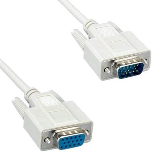 Kentek 10 Feet FT Standard VGA HD15 Male to Female M/F Video Extension Cable Cord 28 AWG Molded for PC MAC TV Monitor Legacy Equipment 14C 14 Pin Gray in Saudi Arabia