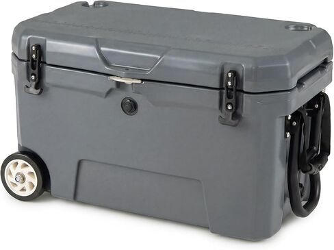 COSTWAY Portable Hard Cooler with 6-Day Ice Retention, Rolling Ice Chest, Telescoping Handle, Wheels, Dual Cup Holders, Built-in Ruler & Bottle Opener for Camping, Fishing, Beach in Saudi Arabia