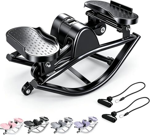 Rock Stepper من جانب إلى آخر - جهاز متدرج جانبي ومدرب غلوت مع أشرطة مقاومة، جهاز متدرج منخفض التأثير من الجانب إلى الجانب للتمرين المنزلي، آلة هزاز هادئة بدون تجميع 250 رطل in Saudi Arabia