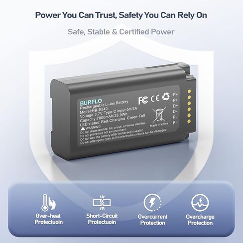 Burflo 2-Pack 7000mAh بطارية بديلة لجرس باب الفيديو eufy Security E340 & C31، متوافق مع T8214، T8743، T8223، HB-E340 in Kuwait