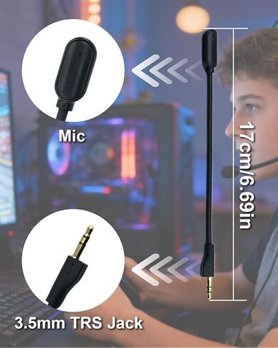 Replacement Game Mic for Logitech G GO PRO X、X2 Wireless and for GO Pro Wired Gaming Headsets, Noise Cancelling Gaming Headset Microphone with 3.5mm Plug, Compatible with PC Xbox One PS4 PS5 in Saudi Arabia