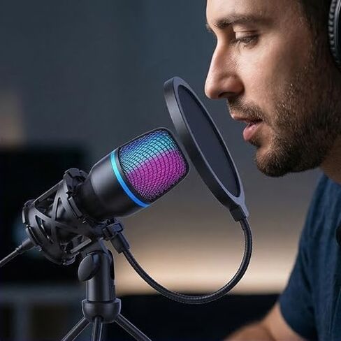 USB Gaming Microphone, Spray Hood & Shock Absorber for PS4/5 Podcast Streaming in Saudi Arabia