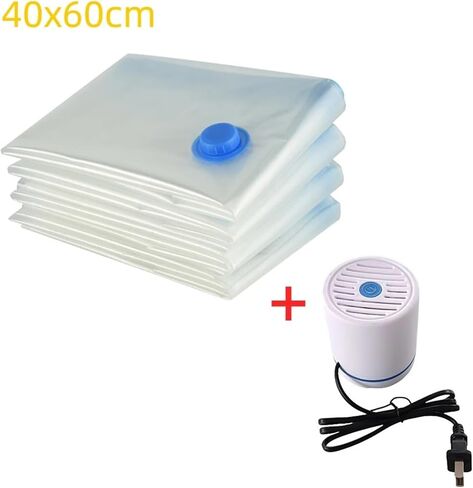 7 Sizes Reusable Vacuum Bags with Pump Cover Compression Sealer Bag Space Saving for Clothes Storing Large Container(60x80cm set) in Saudi Arabia
