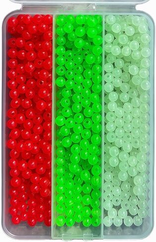 Fishing Beads 6mm 8mm 10mm Size Options, Glow in The Dark Beads Assorted, Each Box Contains 3 Colors Red Green White for Freshwater Saltwater Fishing Rigs Catfish Steelhead Lure Making in Saudi Arabia