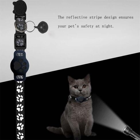 GPS Pet Tracker Collar for Cats & Small Dogs, Lightweight & Waterproof with Safety Buckle, Anti-Loss Tracking, Adjustable Reflective Collar with Bell (Android, Black, 19-26cm) in Kuwait