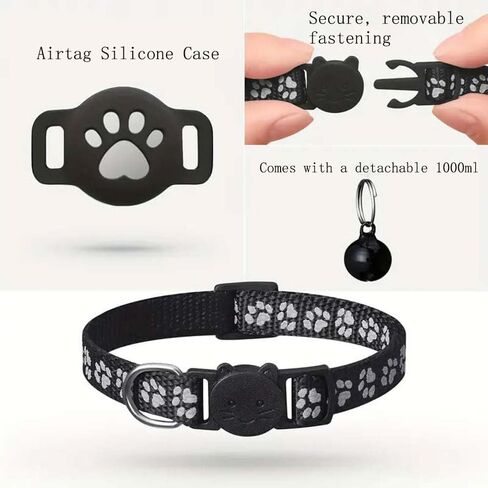 GPS Pet Tracker Collar for Cats & Small Dogs, Lightweight & Waterproof with Safety Buckle, Anti-Loss Tracking, Adjustable Reflective Collar with Bell (Android, Black, 19-26cm) in Kuwait