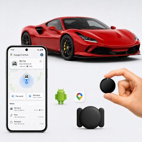 جهاز تعقب GPS مغناطيسي صغير للمركبات IP65 جهاز تتبع مخفي مقاوم للماء في الوقت الحقيقي متوافق مع نظام Android فقط، جهاز تعقب السيارة مضاد للسرقة للشاحنات والدراجات النارية والأصول (Android فقط) in Kuwait