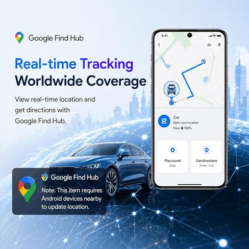 جهاز تعقب GPS مغناطيسي صغير للمركبات IP65 جهاز تتبع مخفي مقاوم للماء في الوقت الحقيقي متوافق مع نظام Android فقط، جهاز تعقب السيارة مضاد للسرقة للشاحنات والدراجات النارية والأصول (Android فقط) in Kuwait