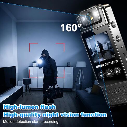 4k Mini Body Camera with Audio and Video Recording, 128GB Wearable Camera with 180° Rotating Lens, Chest Camera with Night Vision & 6-Hour Battery Life for Travel, Cycling, Work Security in Saudi Arabia