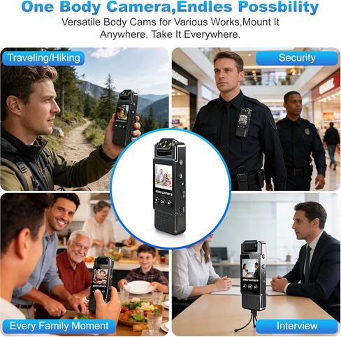 4k Mini Body Camera with Audio and Video Recording, 128GB Wearable Camera with 180° Rotating Lens, Chest Camera with Night Vision & 6-Hour Battery Life for Travel, Cycling, Work Security in Saudi Arabia