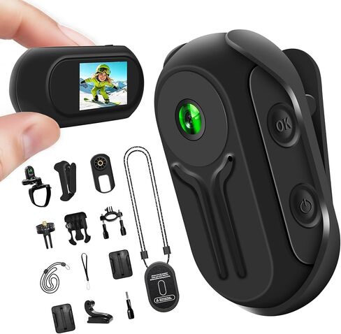 Mini Body Camera 1080P with Display Screen, 2026 Upgraded-Tech Bodycam, Wearable Sports Action Camera, Portable Helmet Cameras, Small POV Camera with 120° Wide-Angle, Multiple Accessories in Saudi Arabia