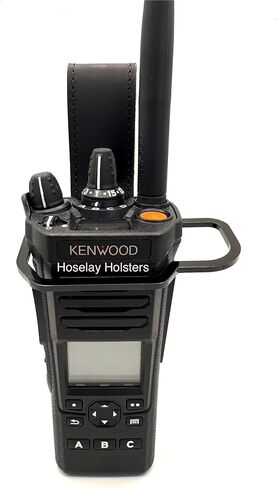 Radio Holder for Kenwood VP8000, Black Leather Belt Clip Holster with Metal Powder Coated Ring in Saudi Arabia
