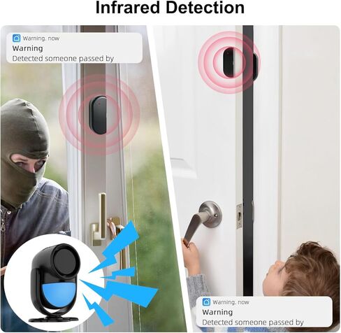 125dB واي فاي PIR إنذار استشعار الحركة في الأماكن المغلقة، مع إنذار لاسلكي للباب / النافذة الذكية DIY لأمن المنزل مع تنبيه تطبيق الهاتف 4 قطع، عدة، للممر، السقيفة، المنزل، الشاحنة، المتجر in Saudi Arabia