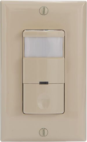 Intermatic IOS-DOV-IV Motion Sensor Light Switch – PIR Occupancy & Vacancy Sensor, 180° Coverage - Auto ON/Off, Ambient Light Sensor, Single-Pole, Neutral Wire Required, Ivory in Saudi Arabia