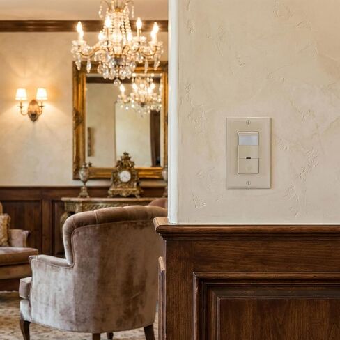 Intermatic IOS-DOV-IV Motion Sensor Light Switch – PIR Occupancy & Vacancy Sensor, 180° Coverage - Auto ON/Off, Ambient Light Sensor, Single-Pole, Neutral Wire Required, Ivory in Saudi Arabia