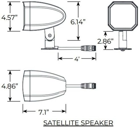 نظام صوتي خارجي VOLT OHM 4.1 مع 4 مكبرات صوت للأقمار الصناعية ومضخم صوت ومضخم صوت بلوتوث، يوفر تغطية تصل إلى 1300 قدم مربع in Kuwait