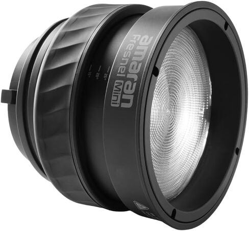 Amaran Mini Fresnel، عدسة Bowens Mount Fresnel المدمجة للغاية لـ amaran Ray 60c و120c، شعاع قابل للتعديل 15°–30°، تعزيز الإخراج 6×، يتضمن أبواب الحظيرة الصغيرة ذات 4 أوراق in Saudi Arabia