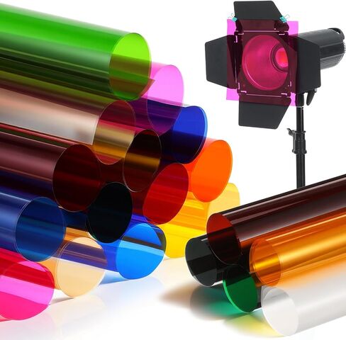 20 Pcs Color Gel Filter for Lighting Effect, 10x10 Inches Photography Color Correction Kit for Photo Video Studio, Lighting Filters Transparent Color Sheet Filter Sheet Gels, 20 Assorted Colors in Saudi Arabia