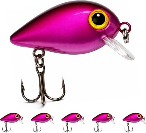 Crankbait Fishing Lures Set of 5 – Hard Bait for Bass, Trout & Panfish – Metallic Reflective Mini Crankbaits with Treble Hooks in Saudi Arabia