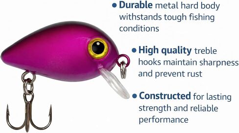 Crankbait Fishing Lures Set of 5 – Hard Bait for Bass, Trout & Panfish – Metallic Reflective Mini Crankbaits with Treble Hooks in Saudi Arabia