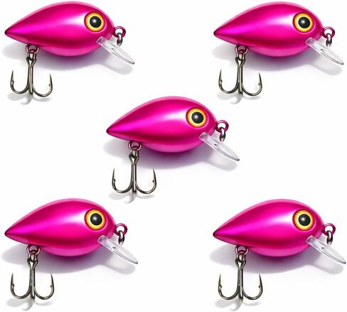 Crankbait Fishing Lures Set of 5 – Hard Bait for Bass, Trout & Panfish – Metallic Reflective Mini Crankbaits with Treble Hooks in Saudi Arabia